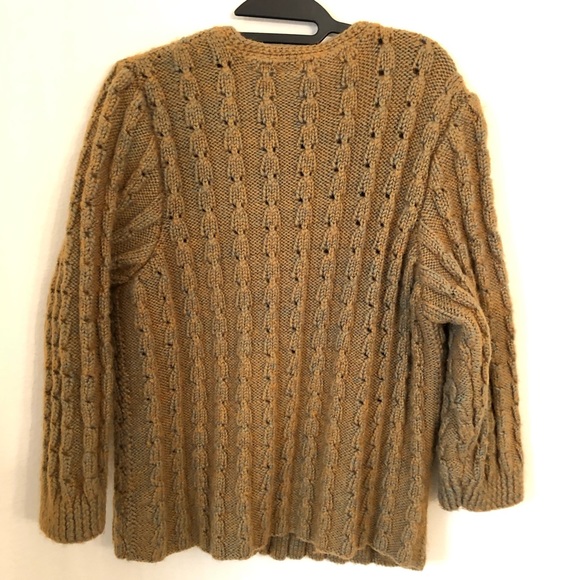 Thick Cable Knit Hand Made Cardigan Sweater M - Picture 6 of 6